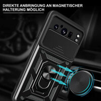 Outdoor Panzer Hülle Google Pixel 8 Pro Handyhülle mit Kameraschutz Ringhalter Schwarz