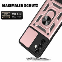 Outdoor Panzer Hülle für Samsung Galaxy A14 mit Kameraschutz Ringhalter Bumper  Rosegold