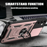 Outdoor Panzer Hülle für Samsung Galaxy A14 mit Kameraschutz Ringhalter Bumper  Rosegold