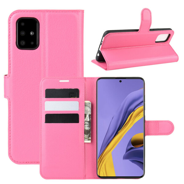 Handy Tasche für Samsung Galaxy A51 SM-A515 Hülle Case Buchhülle Klapphülle TPU PU-Leder Pink