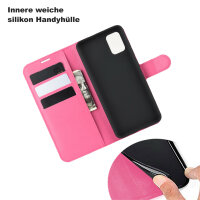 Handy Tasche für Samsung Galaxy A51 SM-A515 Hülle Case Buchhülle Klapphülle TPU PU-Leder Pink