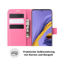 Handy Tasche für Samsung Galaxy A51 SM-A515 Hülle Case Buchhülle Klapphülle TPU PU-Leder Pink