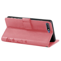 Huawei Handy Tasche Handyhülle Schutz Hülle Blumen Flip Cover Buch Case Etui Huawei Y6 2018 Rosa