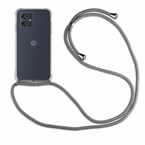 Handykette für Motorola Moto G54 Handyhülle mit Band Hülle mit Schnur Back Cover Grau