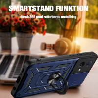 Outdoor Panzer Hülle Motorola Moto G84 Handyhülle mit Kameraschutz Ringhalter Blau