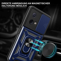 Outdoor Panzer Hülle Motorola Moto G84 Handyhülle mit Kameraschutz Ringhalter Blau