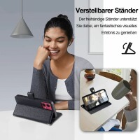 Handykette Motorola Hülle mit Band Handyhülle Kartenfächer Leder Umhängetasche Moto G84 Schwarz