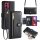 Handykette Motorola Hülle mit Band Handyhülle Kartenfächer Leder Umhängetasche Moto G84 Schwarz