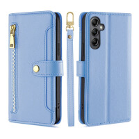Handykette Samsung Hülle mit Band Handyhülle Kartenfächer PU Leder Umhängetasche Galaxy A54 Hellblau
