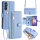 Handykette Samsung Hülle mit Band Handyhülle Kartenfächer PU Leder Umhängetasche Galaxy A54 Hellblau