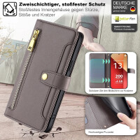 Handykette Xiaomi Hülle mit Band Handyhülle Kartenfächer PU Leder Umhängetasche Redmi Note 13 5G Grau