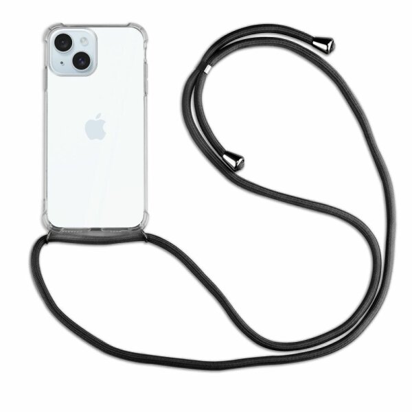 Handykette für Apple iPhone 15 Serie Hülle Handyhülle mit Band Hülle mit Kordel Schwarz iPhone 15 Plus