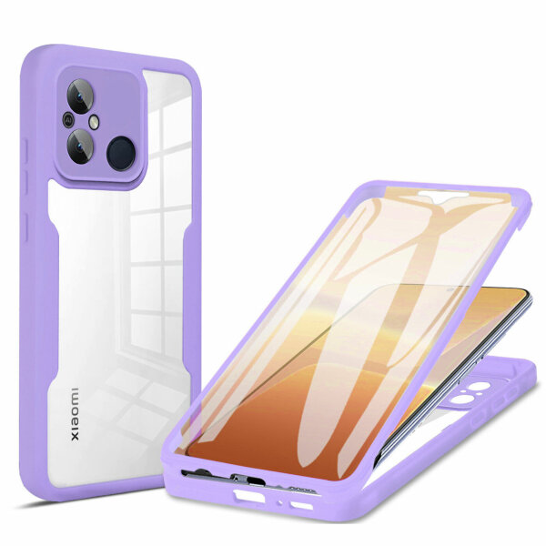 360° Grad Hülle Xiaomi Redmi 12C Rundum vollschutz Integriertem Displayschutz Lila