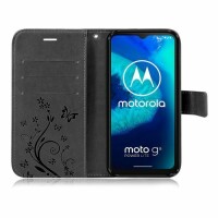 Motorola Handy Tasche Handyhülle Schutz Hülle Blumen Flip Cover Wallet Case Etui Motorola Moto G8 Power Lite Grau