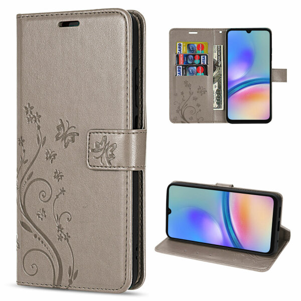 Handy Tasche für Samsung Galaxy A05s Hülle Handyhülle Klapphülle Wallet Case Grau