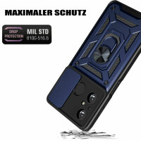 Outdoor Panzer Hülle Xiaomi Redmi 12C Handyhülle mit Kameraschutz Ringhalter Blau