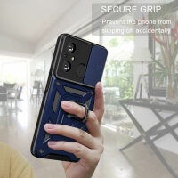 Outdoor Panzer Hülle Xiaomi Redmi 12C Handyhülle mit Kameraschutz Ringhalter Blau