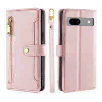 Handykette Google Hülle mit Band Handyhülle Kartenfächer PU Leder Umhängetasche Pixel 7A Rosa