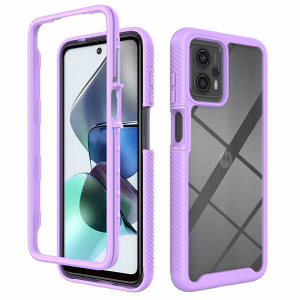 Motorola Moto G13 / G23 Handyhülle 2-teilig 360° Grad Hülle mit Displayschutz Lila