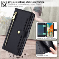 Handykette Samsung Hülle mit Band Handyhülle Kartenfächer PU Leder Umhängetasche Galaxy A23 Schwarz