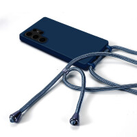 Handykette für Samsung Hanyhülle mit Band Hülle mit Kodel Smartphone Halskette Galaxy S24 Ultra Blau