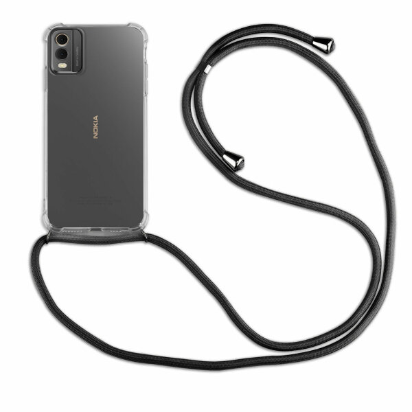 Handykette für Nokia C32 Handyhülle mit Band Umhängehülle mit Band Hülle Cover  Schwarz