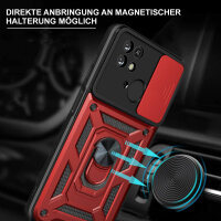 Outdoor Panzer Hülle für Xiaomi Redmi 10C mit Kameraschutz Ringhalter Handyhülle Rot