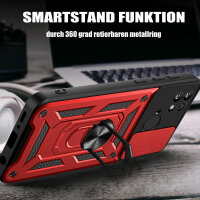 Outdoor Panzer Hülle für Xiaomi Redmi 10C mit Kameraschutz Ringhalter Handyhülle Rot