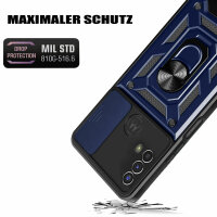 Outdoor Panzer Hülle Motorola Moto E20 E30 E40 Handyhülle Kameraschutz Ringhalte Blau