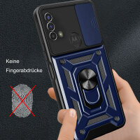 Outdoor Panzer Hülle Motorola Moto E20 E30 E40 Handyhülle Kameraschutz Ringhalte Blau