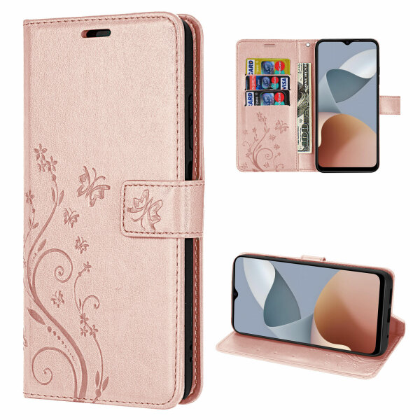 Hülle für ZTE Blade A54 Handy Tasche Handyhülle Wallet Case Klapphülle Flip Case Rosegold