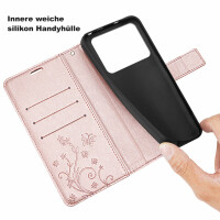 Hülle für ZTE Blade A54 Handy Tasche Handyhülle Wallet Case Klapphülle Flip Case Rosegold
