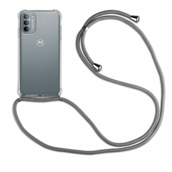 Handykette für Motorola Moto G31 / G41 Handyhülle mit Band Hülle mit Kordel  Grau