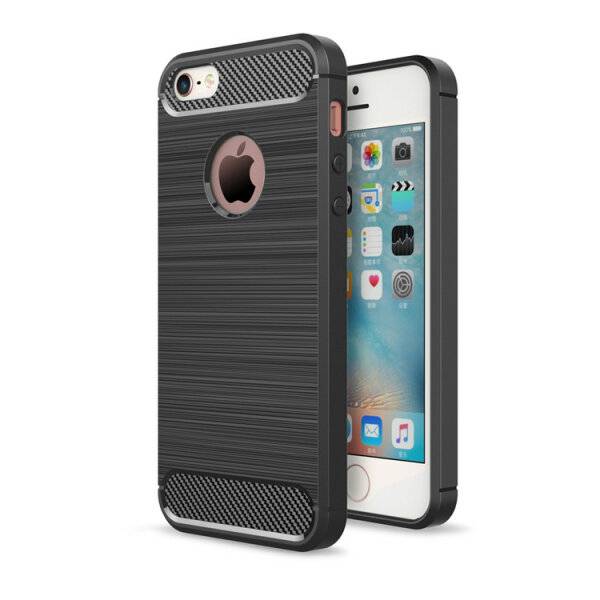 Carbon Outdoor Case Panzer Hülle Cover Hybrid Handytasche Schutzhülle Handyhülle Huawei Y6 2017 Schwarz
