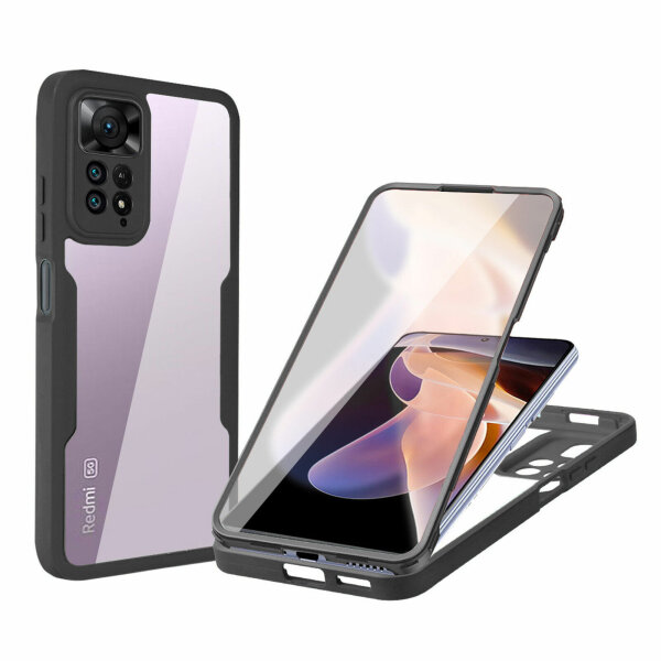 360°Grad Hülle Xiaomi Redmi Note 11 Pro Handyhülle mi Integriertem Displayschutz Schwarz