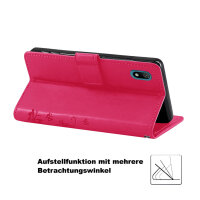 Huawei Handy Tasche Handyhülle Schutz Hülle Blumen Flip Cover Buch Case Etui Huawei Y5 2019 Pink