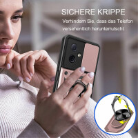 Outdoor Panzer Hülle Motorola Moto G54 Handyhülle mit Kameraschutz Ringhalter Rosegold