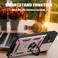 Outdoor Panzer Hülle Motorola Moto G54 Handyhülle mit Kameraschutz Ringhalter Rosegold