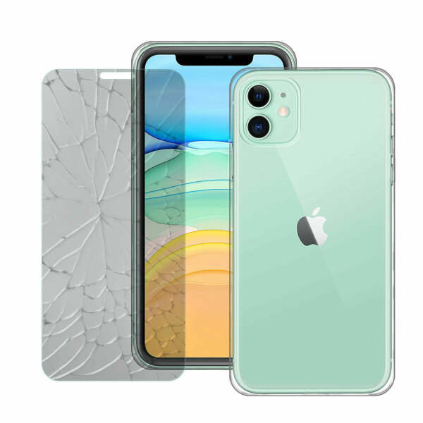 Handyhülle für Apple iPhone 11 – Transparent Case + Panzerschutzglas