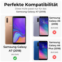 Hülle für Samsung Galaxy Handy Tasche Handyhülle Wallet Case Schutz Cover Etui Samsung Galaxy A7 2018 Lila