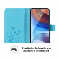 Handyhülle für ZTE Blade A31 Lite – Klapphülle Blume Blau
