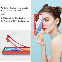 Handyhülle für Samsung Galaxy S21 Ultra – 360° Panzer Case mit Displayschutz Rot