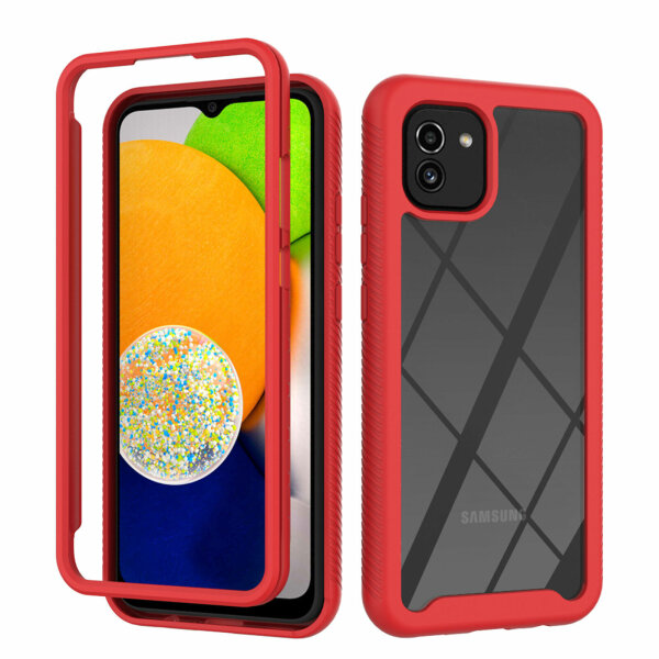 Hülle für Samsung Galaxy A03 - Handyhülle Schutzhülle Silikon Case Cover Bumper Rot