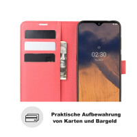 Nokia 2.3 Hülle Handy Tasche Case Schutzhülle Schale Etui Wallet TPU Buchhülle  PU-Leder Rot