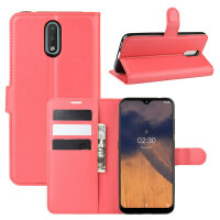 Nokia 2.3 Hülle Handy Tasche Case Schutzhülle Schale Etui Wallet TPU Buchhülle  PU-Leder Rot