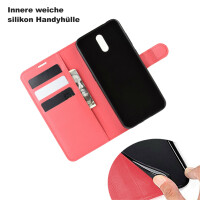 Nokia 2.3 Hülle Handy Tasche Case Schutzhülle Schale Etui Wallet TPU Buchhülle  PU-Leder Rot