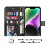 betterfon Mandala Case für Apple iPhone 14 Hülle Handyhülle PU Leder Wallet Case Schwarz
