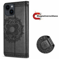 betterfon Mandala Case für Apple iPhone 14 Hülle Handyhülle PU Leder Wallet Case Schwarz