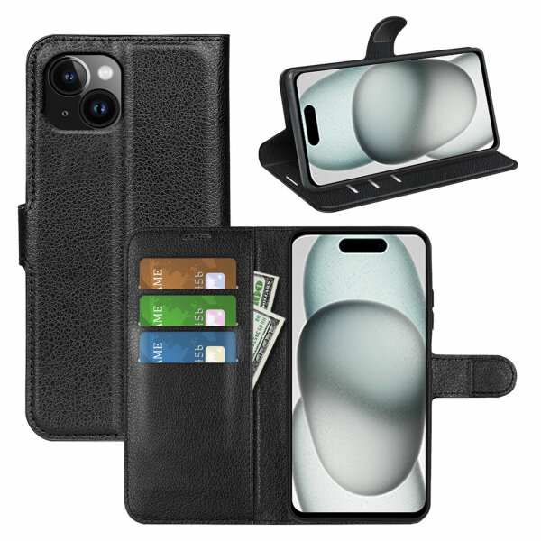 Hülle für Apple iPhone 15 Handyhülle Handy Tasche Wallet Case Flip Cover Etui
