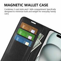 Handyhülle für Apple iPhone 15 - Klapphülle PU-Leder Schwarz
